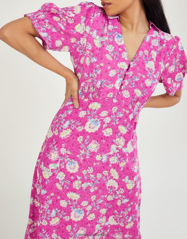 Monsoon pjūklininko rašto trumpų marškinių suknelė moterys rožinis apranga DPXBJ1081