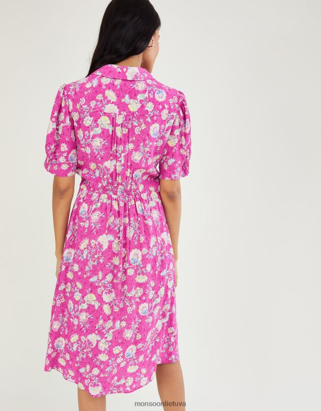 Monsoon pjūklininko rašto trumpų marškinių suknelė moterys rožinis apranga DPXBJ1081