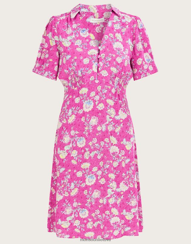 Monsoon pjūklininko rašto trumpų marškinių suknelė moterys rožinis apranga DPXBJ1081