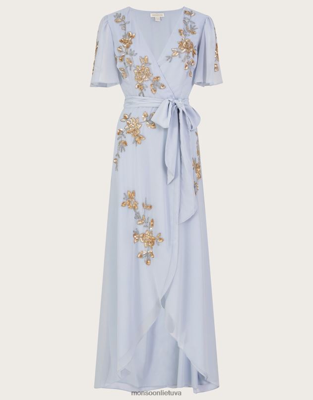 Monsoon sarah puošta įvyniojama suknelė iš perdirbto poliesterio moterys debesis apranga DPXBJ931