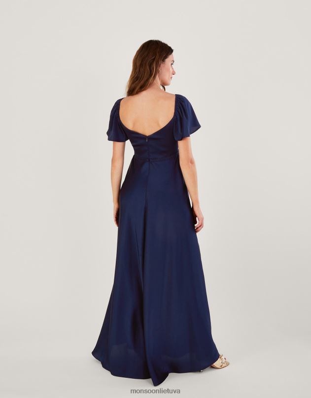 Monsoon savannah satin maxi suknelė moterys mėlyna (navy) apranga DPXBJ376