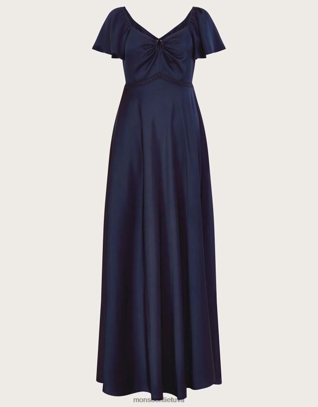 Monsoon savannah satin maxi suknelė moterys mėlyna (navy) apranga DPXBJ376