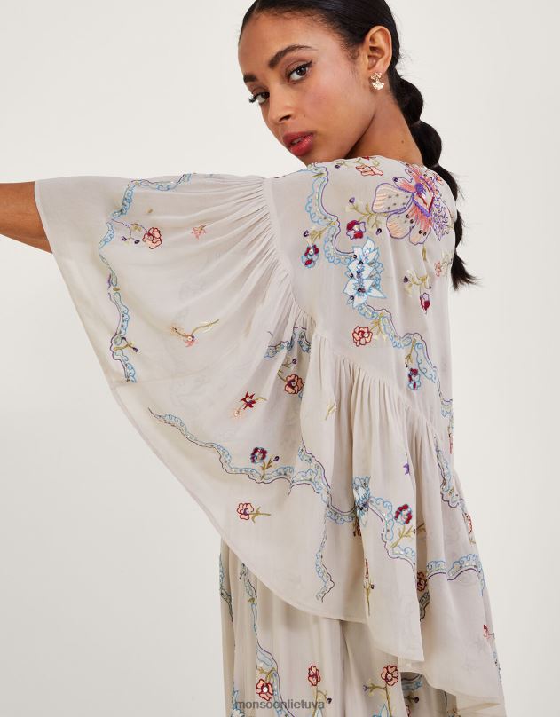 Monsoon seraphina išsiuvinėta cape maxi suknelė moterys nuogas apranga DPXBJ522