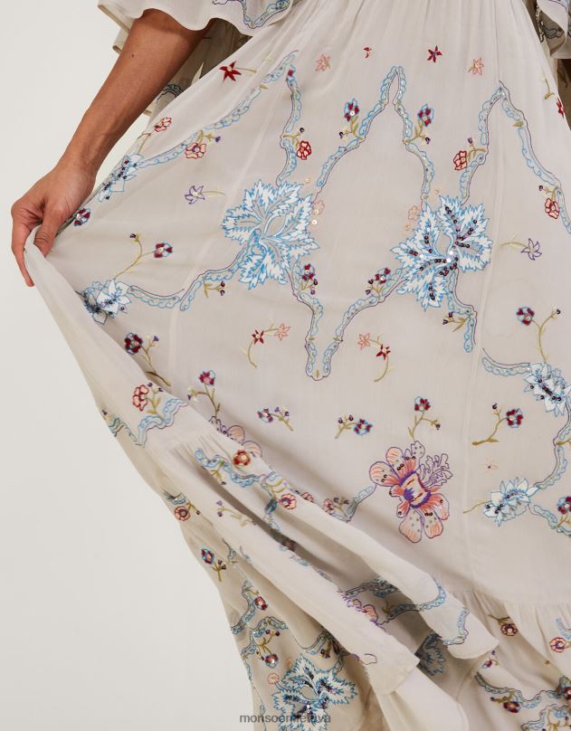 Monsoon seraphina išsiuvinėta cape maxi suknelė moterys nuogas apranga DPXBJ522