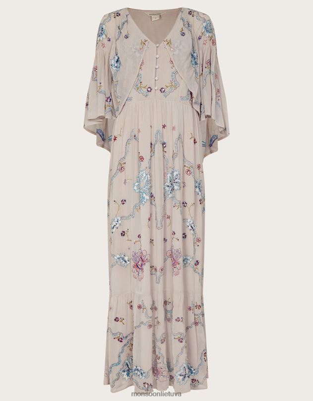 Monsoon seraphina išsiuvinėta cape maxi suknelė moterys nuogas apranga DPXBJ522