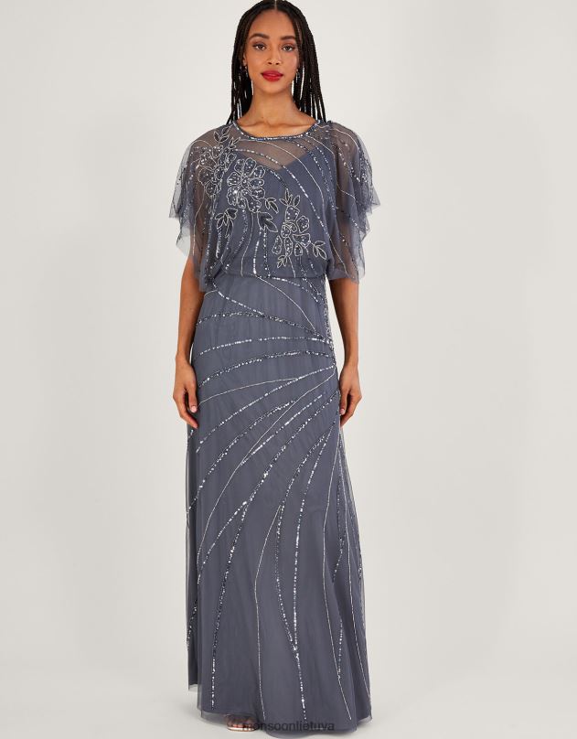 Monsoon sienna puošta maxi suknelė moterys mėlyna (tamsiai mėlyna) apranga DPXBJ850