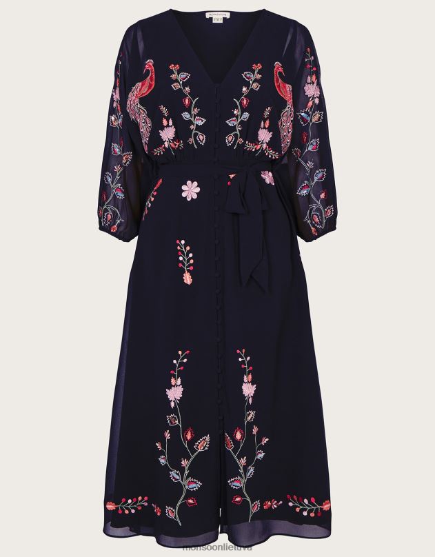 Monsoon tina siuvinėta suknele moterys juodas apranga DPXBJ173