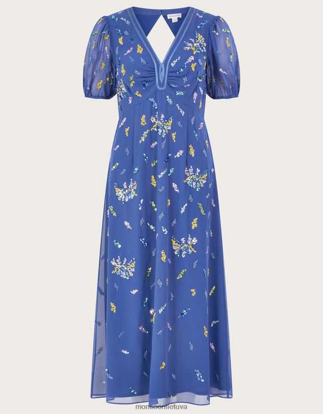 Monsoon zena blizgučiai arbatos suknelė iš perdirbto poliesterio moterys mėlyna apranga DPXBJ237