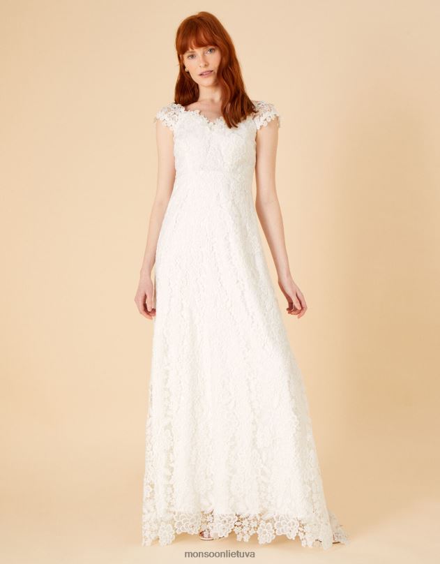 Monsoon Cassandra nėrinių nuotakos maxi suknelė moterys dramblio kaulo apranga DPXBJ961