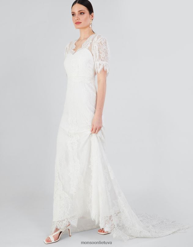 Monsoon Elizabeth Chantilly nėriniuota vestuvinė maxi suknelė moterys dramblio kaulo apranga DPXBJ858