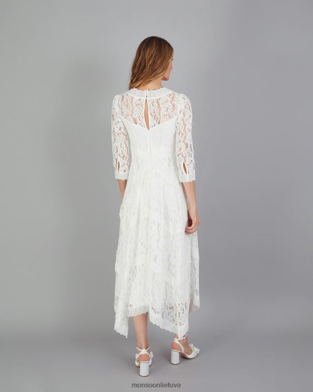 Monsoon Emily nėrinių hanky hem nuotakos suknelė moterys dramblio kaulo apranga DPXBJ617