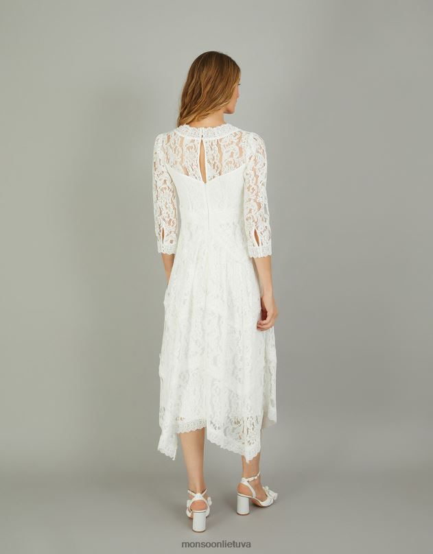 Monsoon Emily nėrinių hanky hem nuotakos suknelė moterys dramblio kaulo apranga DPXBJ617