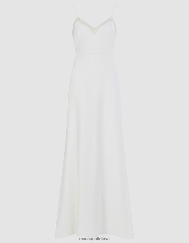 Monsoon Kate Pearl apdaila nuotakos maxi suknelė moterys dramblio kaulo apranga DPXBJ400