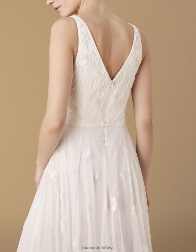 Monsoon Kate karoliukais puošta vestuvinė suknelė moterys dramblio kaulo apranga DPXBJ1010