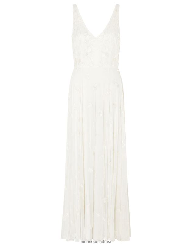 Monsoon Kate karoliukais puošta vestuvinė suknelė moterys dramblio kaulo apranga DPXBJ1010