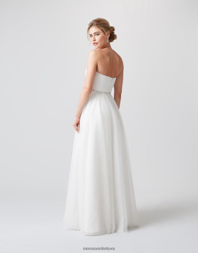 Monsoon Klara puošta nuotakos suknelė moterys dramblio kaulo apranga DPXBJ1180