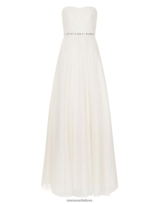 Monsoon Klara puošta nuotakos suknelė moterys dramblio kaulo apranga DPXBJ1180