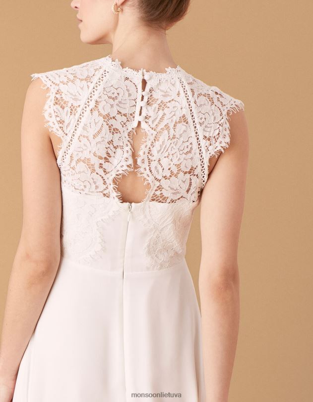Monsoon Lilian nėrinių vestuvinė suknelė moterys dramblio kaulo apranga DPXBJ1156