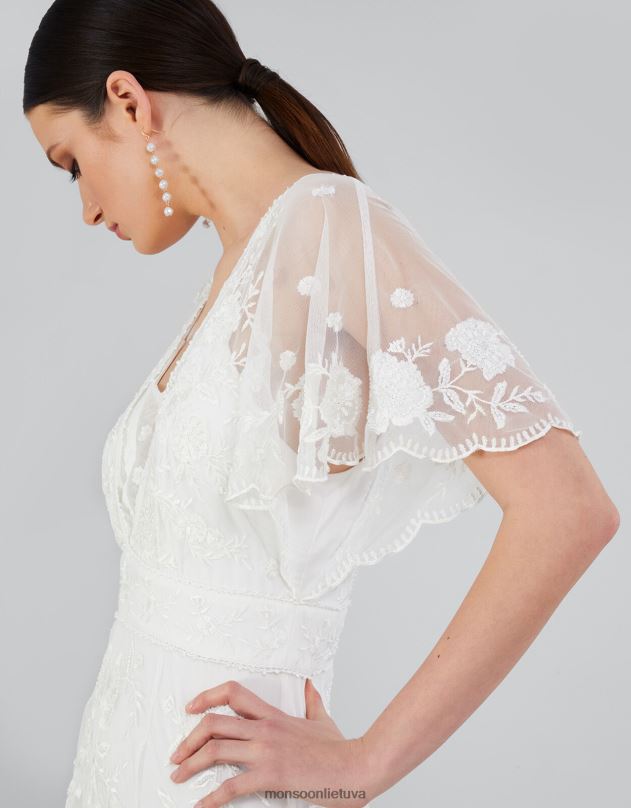 Monsoon Maggie siuvinėta nuotakos suknelė moterys dramblio kaulo apranga DPXBJ932