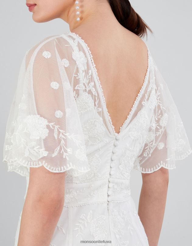 Monsoon Maggie siuvinėta nuotakos suknelė moterys dramblio kaulo apranga DPXBJ932