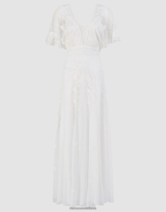 Monsoon Maggie siuvinėta nuotakos suknelė moterys dramblio kaulo apranga DPXBJ932