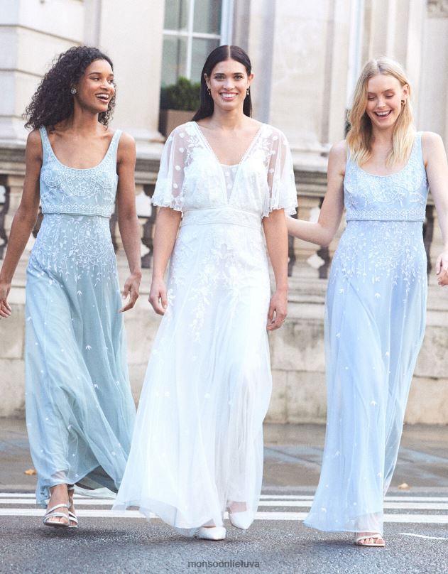 Monsoon Maggie siuvinėta nuotakos suknelė moterys dramblio kaulo apranga DPXBJ932