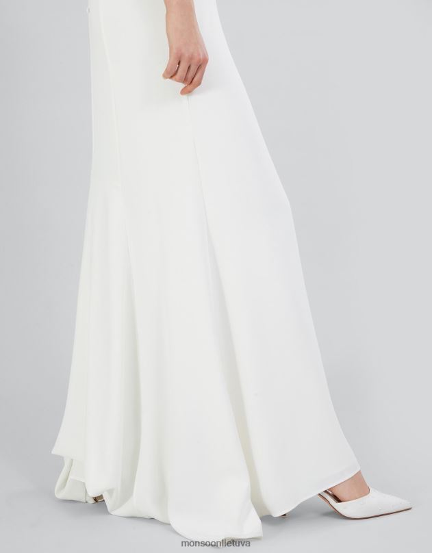 Monsoon Nancy Bardot vestuvinė maxi suknelė moterys dramblio kaulo apranga DPXBJ723