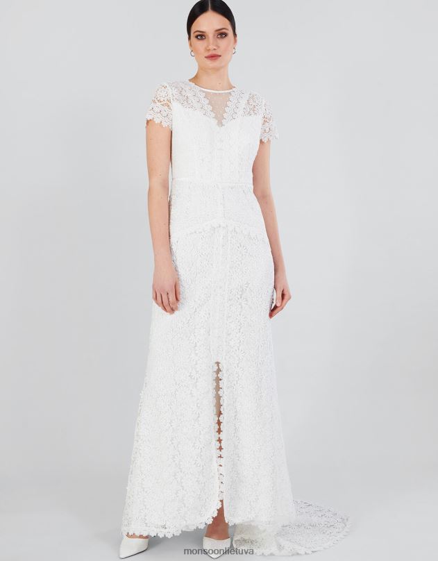 Monsoon Sienna nėrinių vestuvinė maxi suknelė moterys dramblio kaulo apranga DPXBJ9