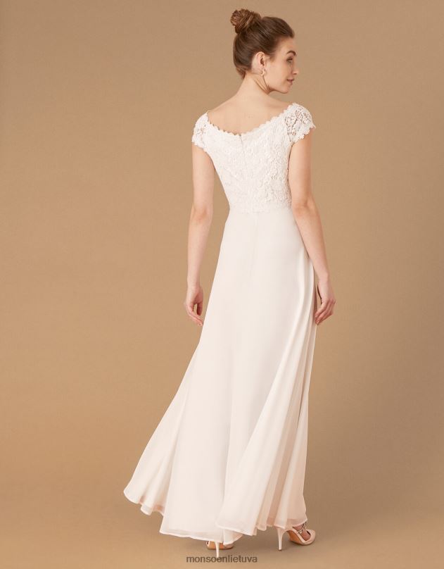 Monsoon Sloane nėrinių liemenė Bardot nuotakos suknelė moterys dramblio kaulo apranga DPXBJ1153