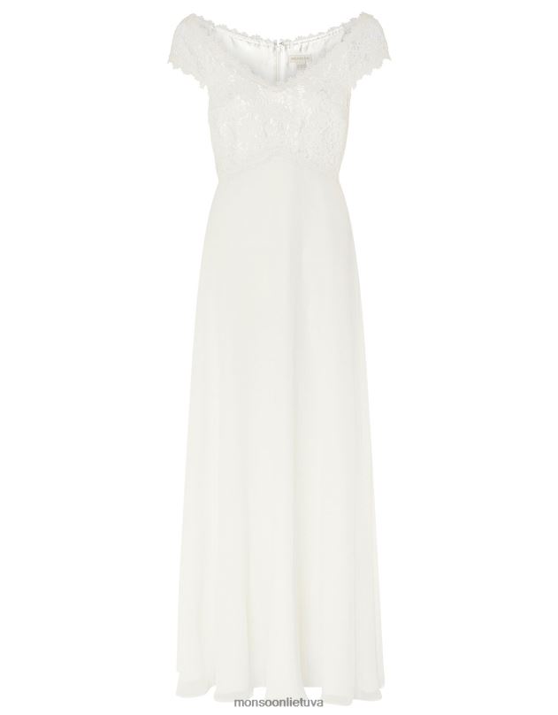 Monsoon Sloane nėrinių liemenė Bardot nuotakos suknelė moterys dramblio kaulo apranga DPXBJ1153