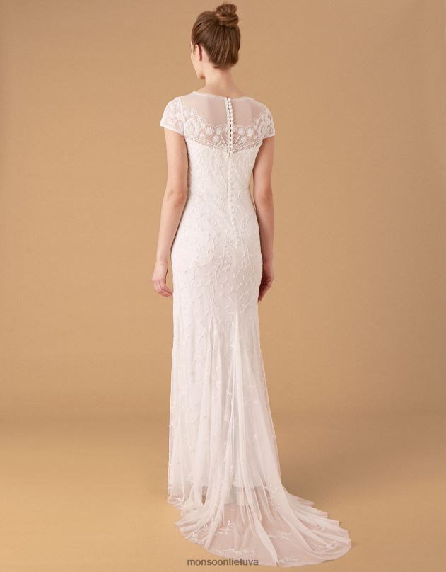 Monsoon Sophie karoliukais puošta vestuvinė suknelė moterys dramblio kaulo apranga DPXBJ2744