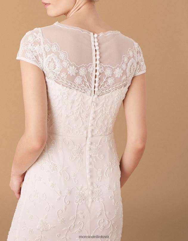 Monsoon Sophie karoliukais puošta vestuvinė suknelė moterys dramblio kaulo apranga DPXBJ2744