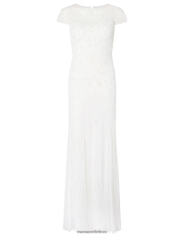 Monsoon Sophie karoliukais puošta vestuvinė suknelė moterys dramblio kaulo apranga DPXBJ2744