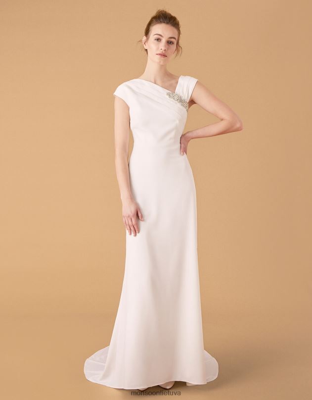 Monsoon Tesė puošta sagė nuotakos suknelė moterys dramblio kaulo apranga DPXBJ1127