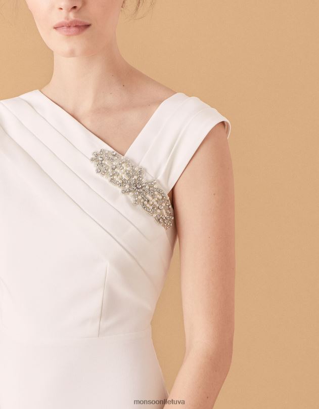 Monsoon Tesė puošta sagė nuotakos suknelė moterys dramblio kaulo apranga DPXBJ1127