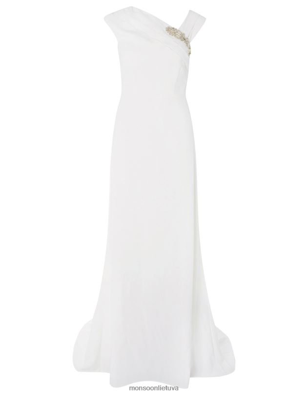 Monsoon Tesė puošta sagė nuotakos suknelė moterys dramblio kaulo apranga DPXBJ1127