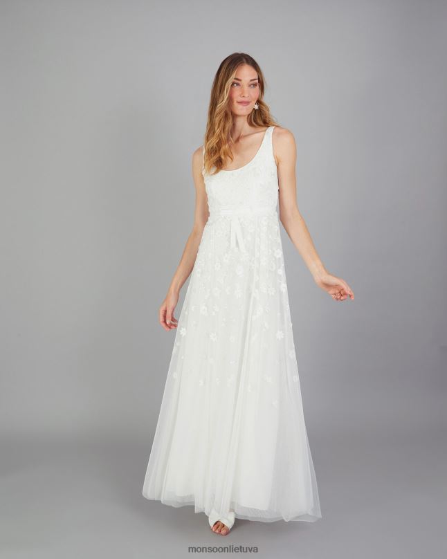 Monsoon amelie siuvinėta nuotakos suknelė moterys dramblio kaulo apranga DPXBJ401