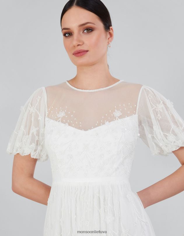 Monsoon celina puošta nuotakos maxi suknelė moterys dramblio kaulo apranga DPXBJ527