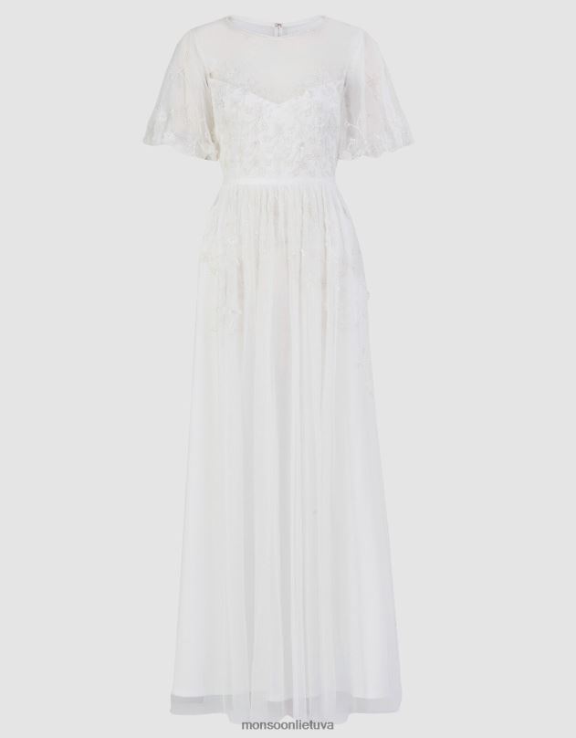 Monsoon celina puošta nuotakos maxi suknelė moterys dramblio kaulo apranga DPXBJ527