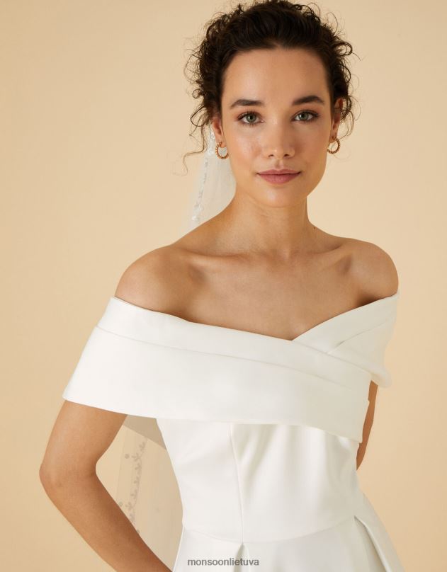 Monsoon miranda bardot nuotakos midi suknelė moterys dramblio kaulo apranga DPXBJ1126