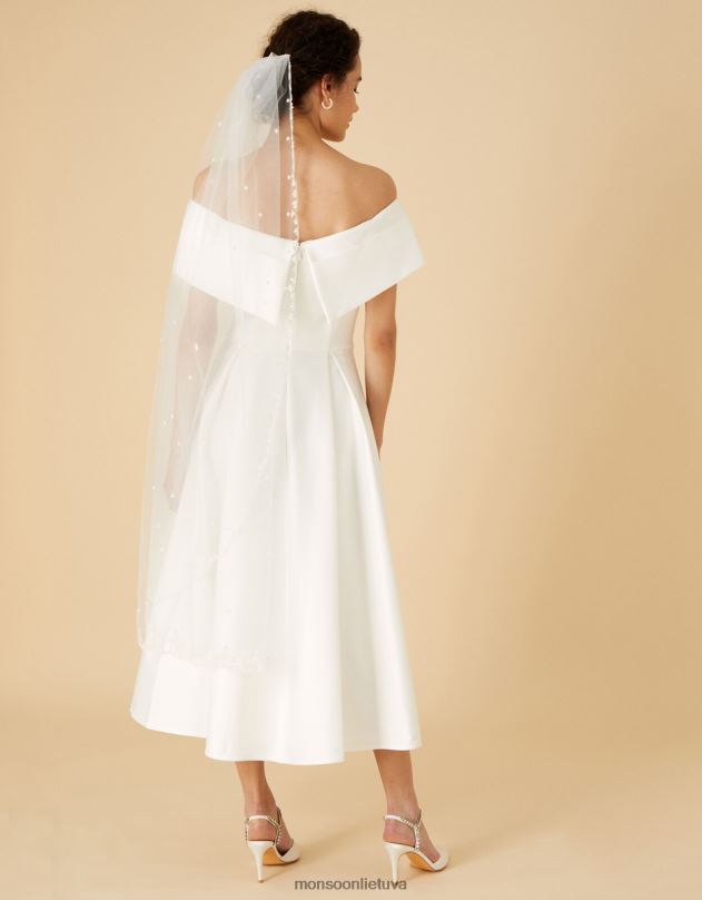 Monsoon miranda bardot nuotakos midi suknelė moterys dramblio kaulo apranga DPXBJ1126