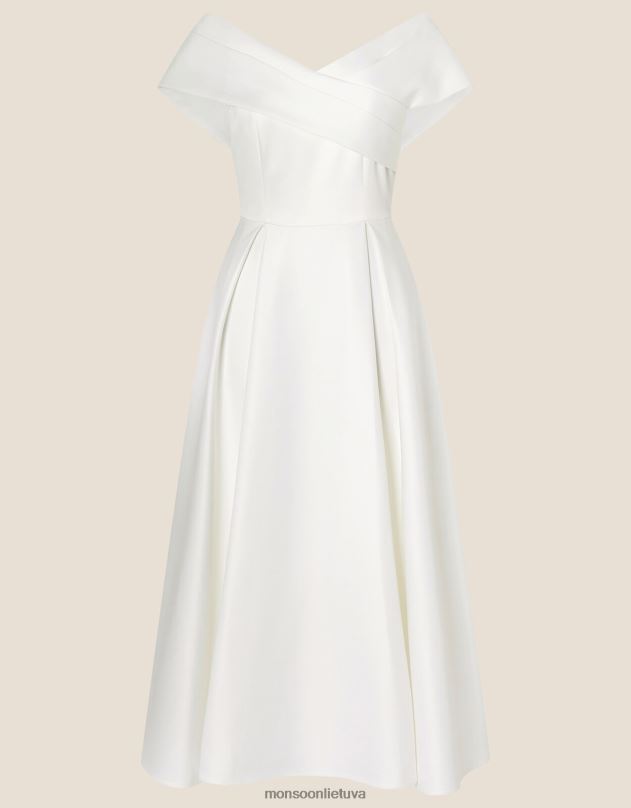 Monsoon miranda bardot nuotakos midi suknelė moterys dramblio kaulo apranga DPXBJ1126