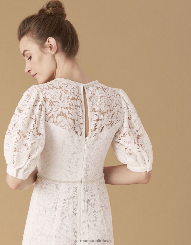 Monsoon nicky karoliukais nėriniuota nuotakos suknelė moterys dramblio kaulo apranga DPXBJ2741