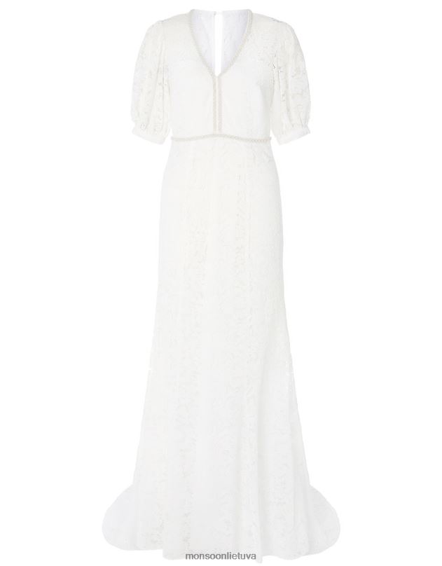 Monsoon nicky karoliukais nėriniuota nuotakos suknelė moterys dramblio kaulo apranga DPXBJ2741