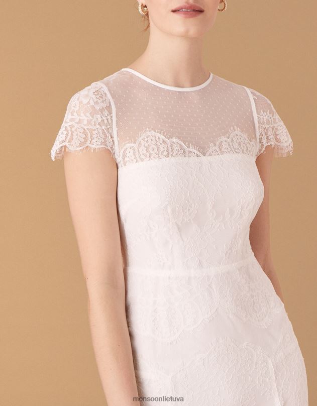 Monsoon rebecca chantilly nėriniuota nuotakos suknelė moterys dramblio kaulo apranga DPXBJ989