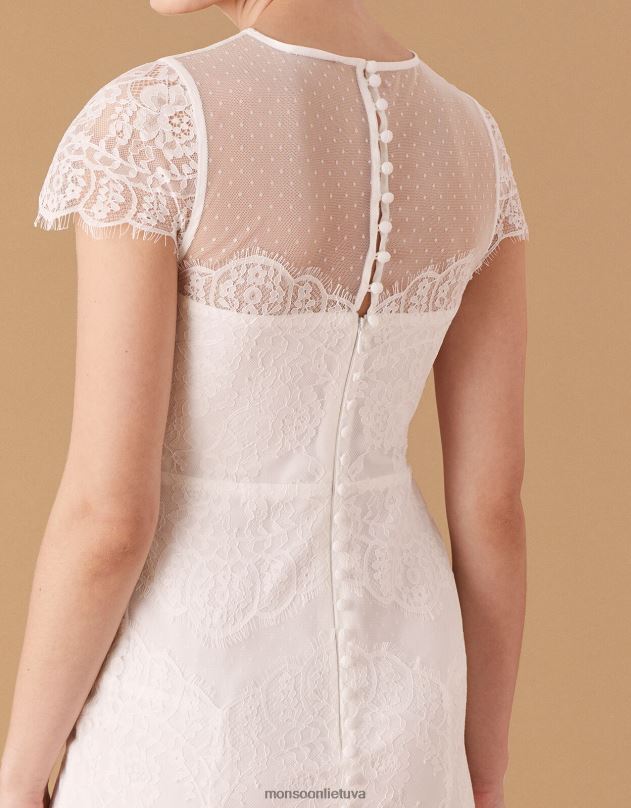 Monsoon rebecca chantilly nėriniuota nuotakos suknelė moterys dramblio kaulo apranga DPXBJ989