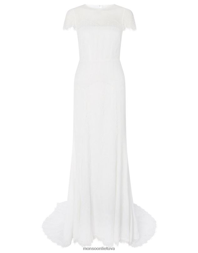 Monsoon rebecca chantilly nėriniuota nuotakos suknelė moterys dramblio kaulo apranga DPXBJ989