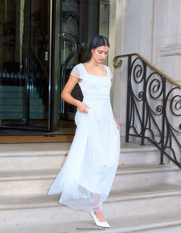 Monsoon simone nuotakos maxi suknelė moterys dramblio kaulo apranga DPXBJ803