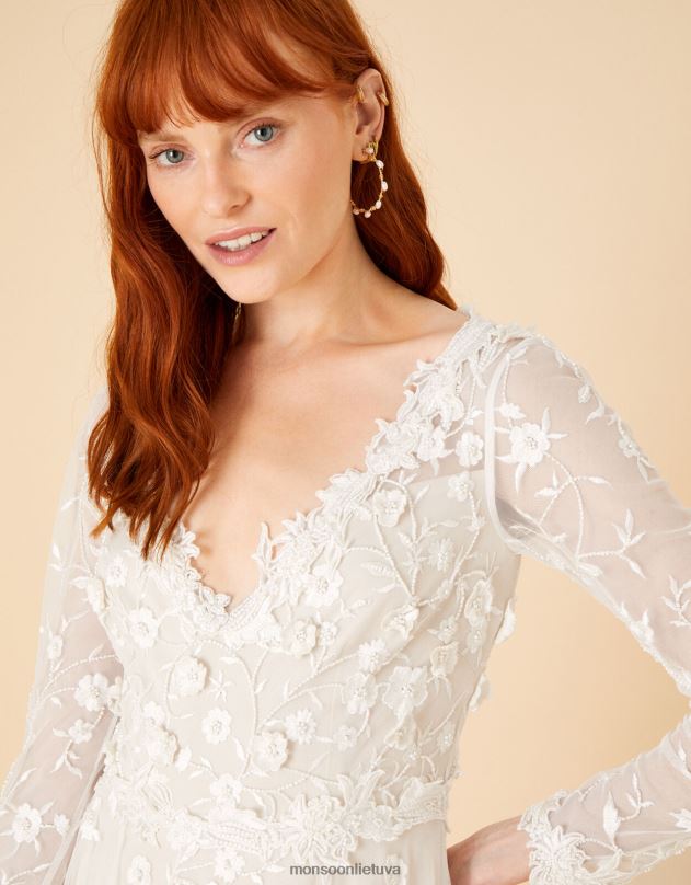 Monsoon sue puošta nuotakos maxi suknelė moterys dramblio kaulo apranga DPXBJ1116