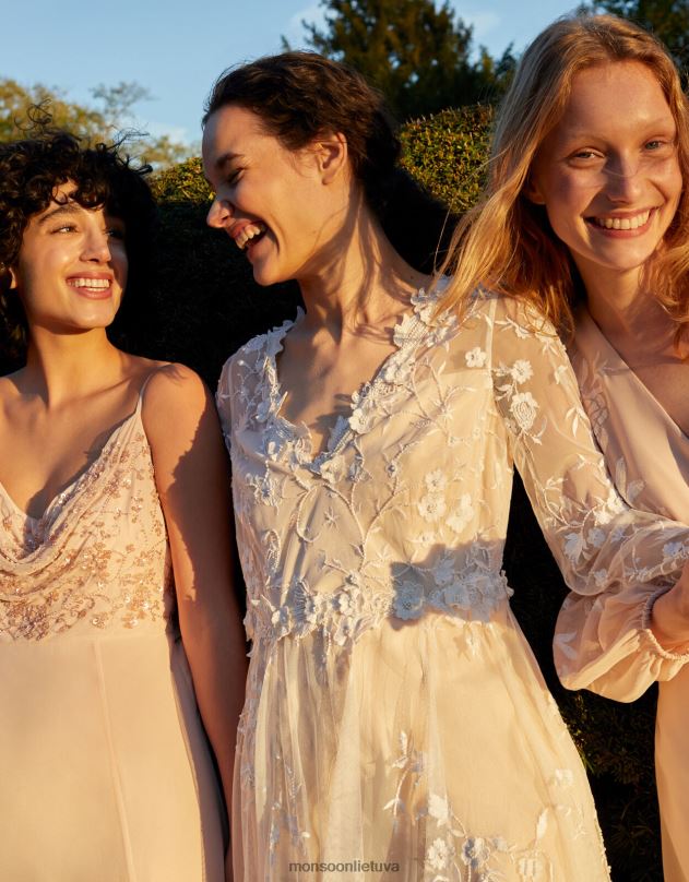 Monsoon sue puošta nuotakos maxi suknelė moterys dramblio kaulo apranga DPXBJ1116